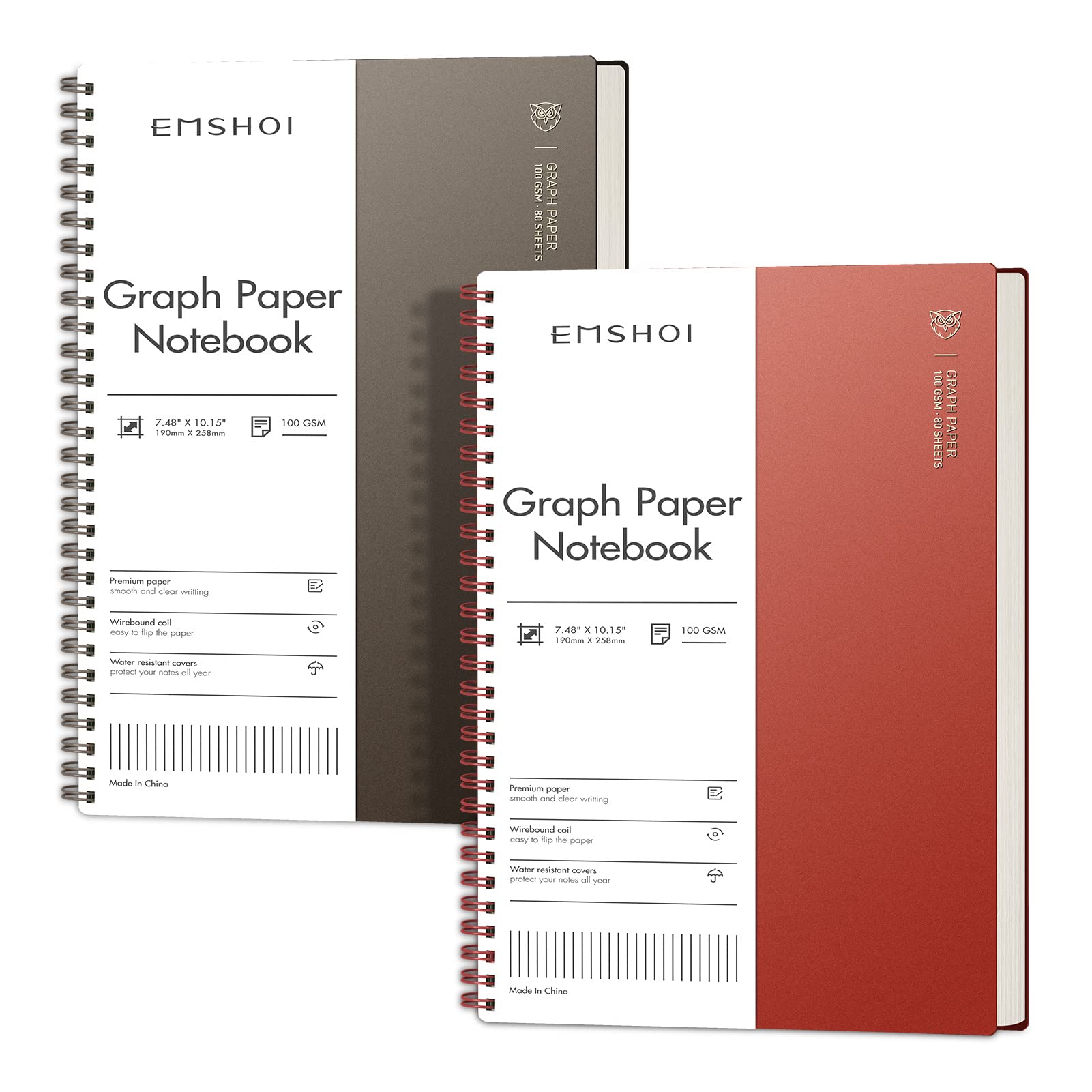 EMSHOI Lined Journal Spiral Notebook 5.7" x 8.22" - 4 Pack 640 Pages 100gsm Thick Paper, A5 Small Notebooks College Ruled, Plastic Hardcover Journals for Writing Women Men Work School Supplies