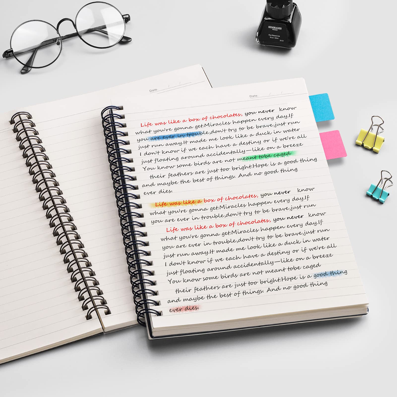 EMSHOI Lined Journal Spiral Notebook 5.7" x 8.22" - 4 Pack 640 Pages 100gsm Thick Paper, A5 Small Notebooks College Ruled, Plastic Hardcover Journals for Writing Women Men Work School Supplies