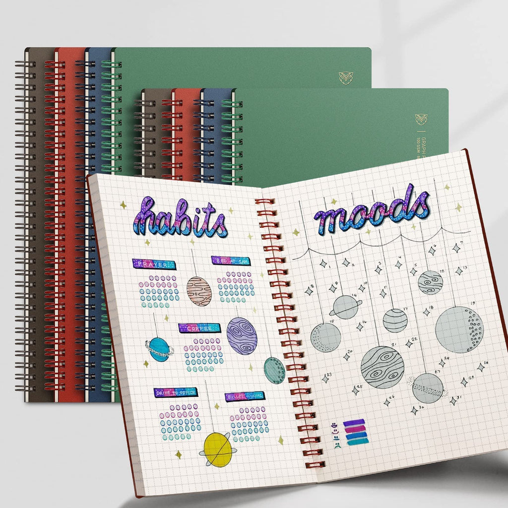 EMSHOI Lined Journal Spiral Notebook 5.7" x 8.22" - 4 Pack 640 Pages 100gsm Thick Paper, A5 Small Notebooks College Ruled, Plastic Hardcover Journals for Writing Women Men Work School Supplies