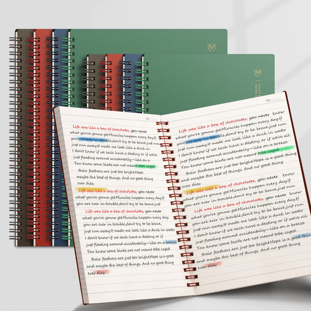 EMSHOI Lined Journal Spiral Notebook 5.7" x 8.22" - 4 Pack 640 Pages 100gsm Thick Paper, A5 Small Notebooks College Ruled, Plastic Hardcover Journals for Writing Women Men Work School Supplies