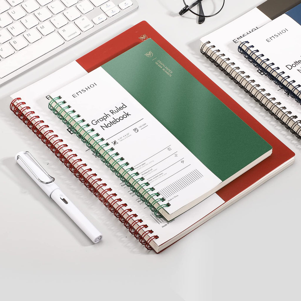 EMSHOI Lined Journal Spiral Notebook 5.7" x 8.22" - 4 Pack 640 Pages 100gsm Thick Paper, A5 Small Notebooks College Ruled, Plastic Hardcover Journals for Writing Women Men Work School Supplies