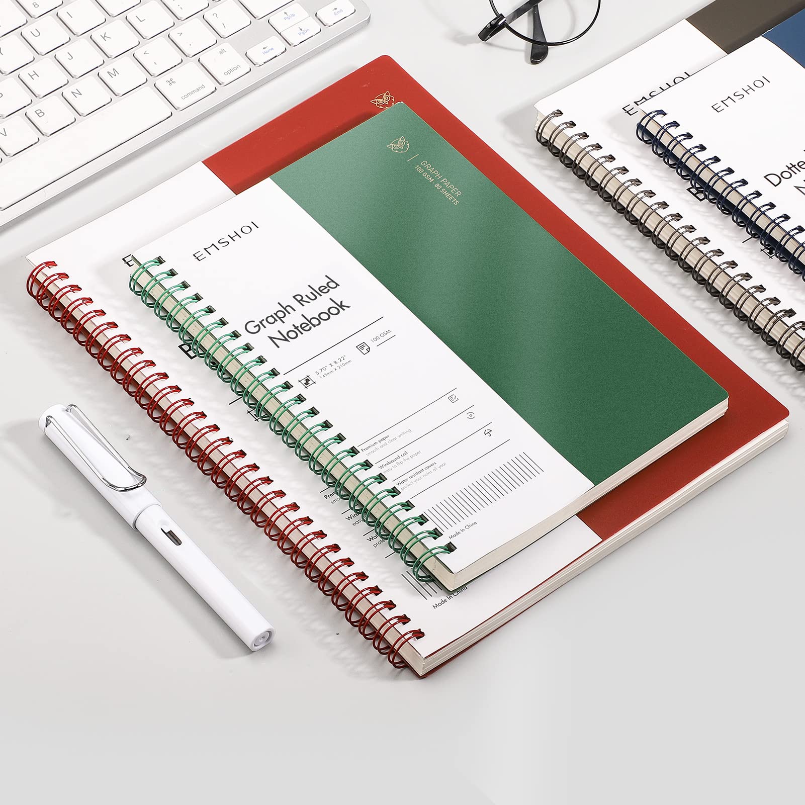 EMSHOI Lined Journal Spiral Notebook 5.7" x 8.22" - 4 Pack 640 Pages 100gsm Thick Paper, A5 Small Notebooks College Ruled, Plastic Hardcover Journals for Writing Women Men Work School Supplies