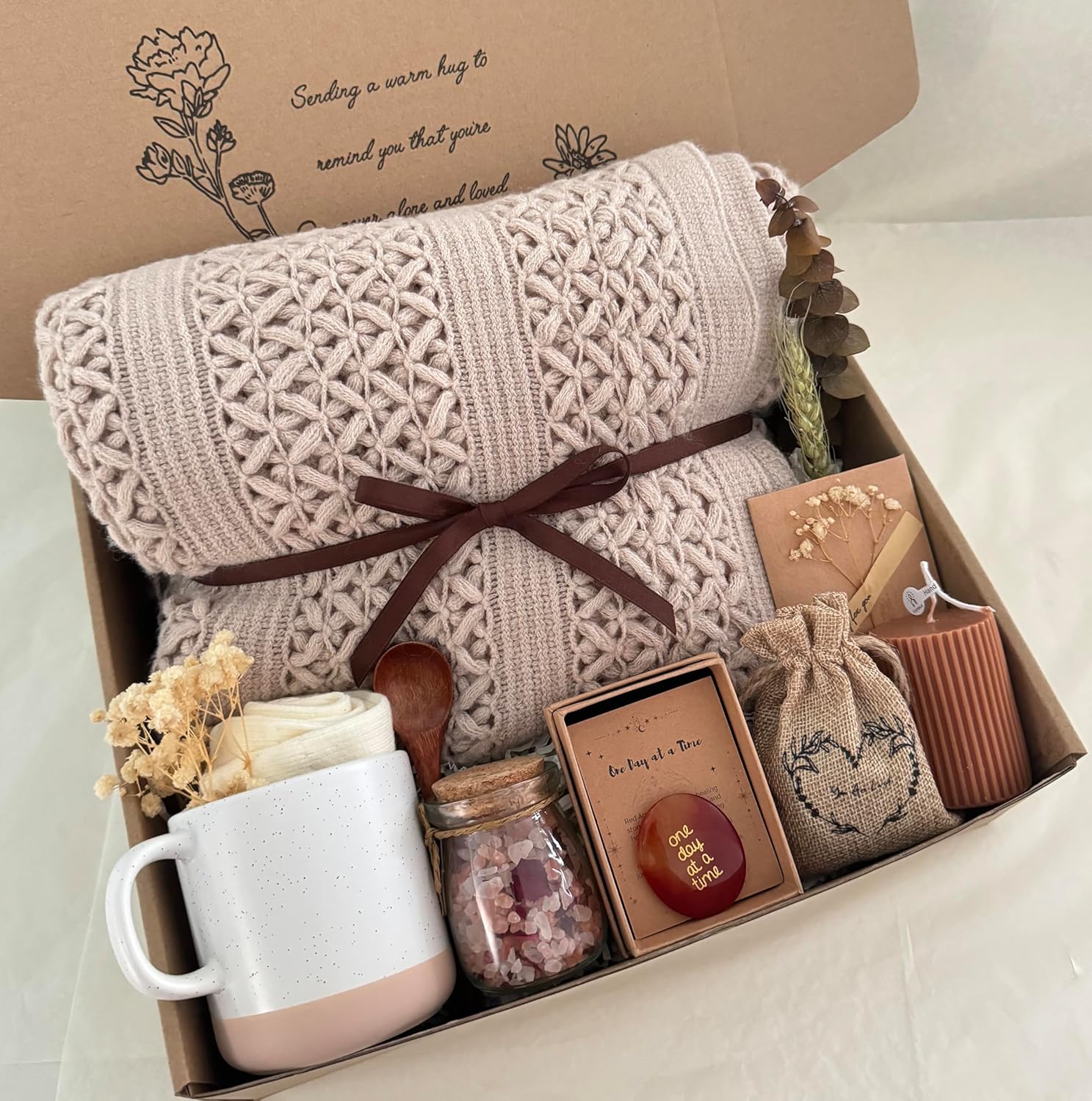 Get Well Soon Gift Baskets for Women - Earth Tone Self Care Package - After Surgery, Sympathy Gifts for Loss of Loved One, Thinking of You/Mothers Day/Grief/Bereavement/Miscarriage Gifts for Women